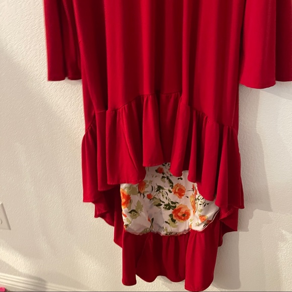 Rodeo Fox Red High & Low Bell Sleeve Tiered Dress XL - Picture 6 of 9